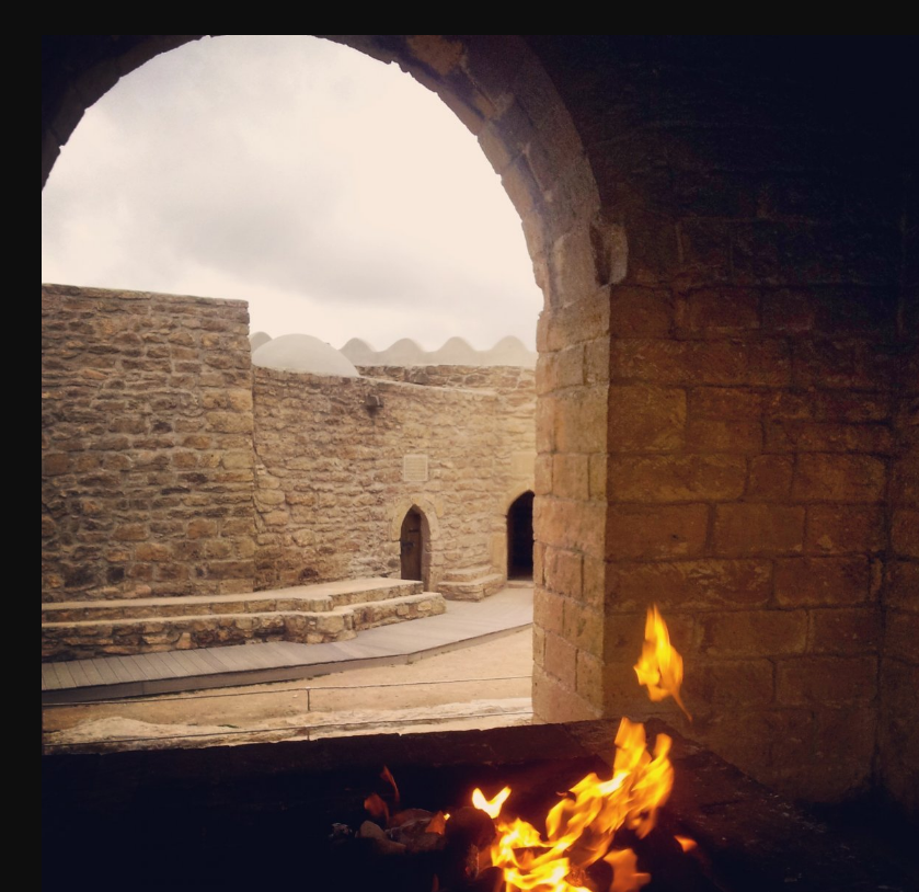 Close-up of natural flames at Absheron